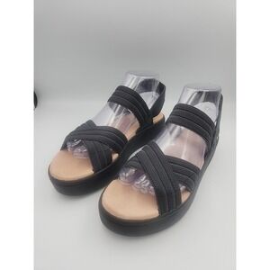 Sperry Bayou Plushstep Platform Sandals Black Size 8